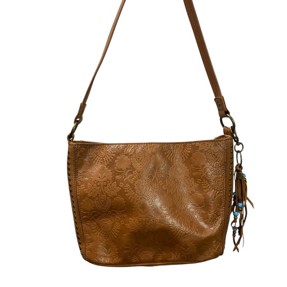 The Sak Tan Embossed Leather Shoulder Bag - Picture 1 of 6